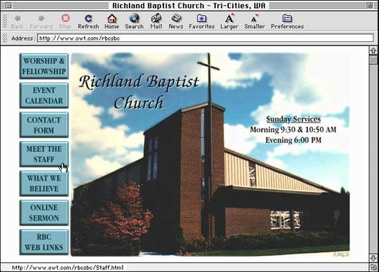 Richland Baptist Church Website - Screen Capture